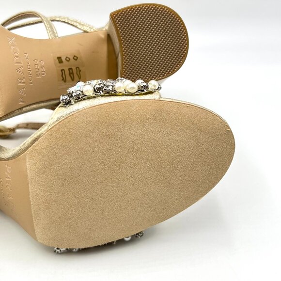 Paradox London Womens Size 6 Hira Champagne Shimmer Block‎ Heels Sandals Shoes - Picture 10 of 12
